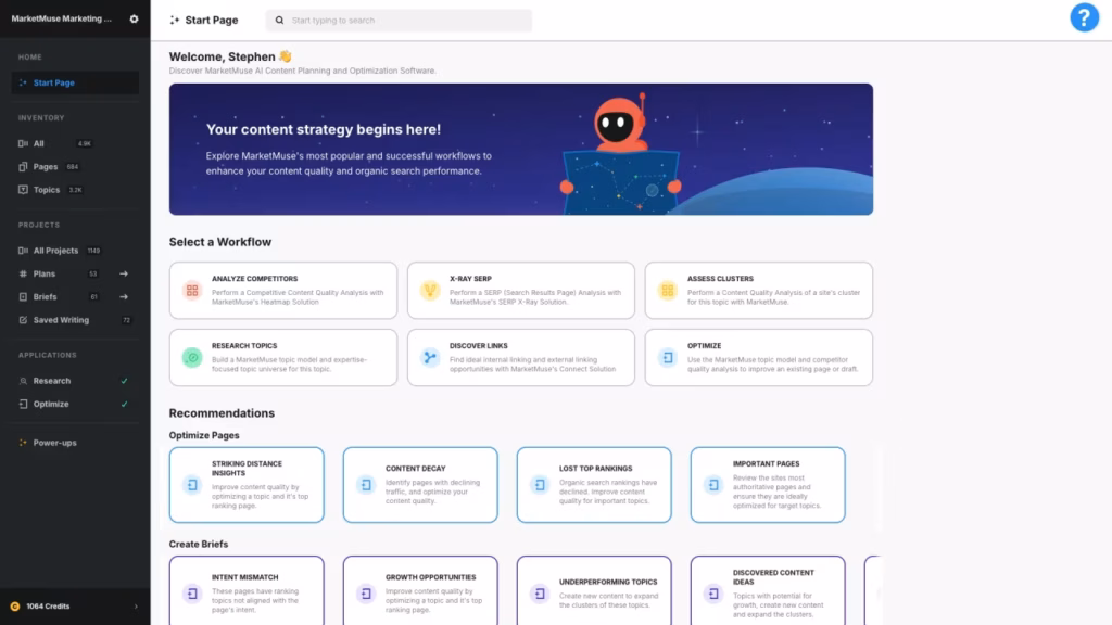 MarketMuse Content Planner Dashboard MarketMuse Content Planner Dashboard